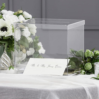 Boîte de présentation d'argent cadeau Lucite en acrylique transparent élégant de 10 pouces avec couvercle Boîte de cartes d'invitation de mariage en acrylique avec fente