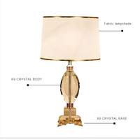 Lampe de chevet bleue de chambre à coucher, cristal, lumière chaude et romantique, lampe de table, couleur chaude