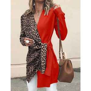 Autunno <span class=keywords><strong>e</strong></span> l'inverno delle nuove signore di temperamento Con Scollo A V leopardo vestito di colore di contrasto delle donne di personalità della <span class=keywords><strong>camicia</strong></span> <span class=keywords><strong>giacca</strong></span> - Product Image 5