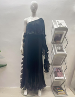 Robe de Soirée de Luxe à Plis Miyake de Haute Qualité pour Femme, Taille Unique, Épaule Asymétrique en Organza