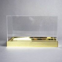 Boîte acrylique de base de miroir de luxe pour présentoir de figure de fleur couverture transparente de vitrine de plexiglas boîte d'affichage de PMMA