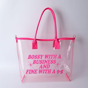 Borsa da viaggio estiva trasparente in PVC borsa da donna borsa Tote da spiaggia borsa Tote da spiaggia con <span class=keywords><strong>lettere</strong></span> monogrammate fai da te trasparente in PVC - Product Image 4
