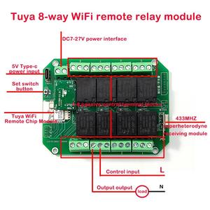 Tuya WiFi <strong>Switch</strong> <strong>4</strong>/7/8/12/24 <strong>Way</strong> DC 7-27V AC 85-250V Wireless <strong>Relay</strong> <strong>Switch</strong> Module Smart Life APP Remote Control with RF 433MHZ - Product Image 4