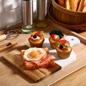 Fromage Planche à découper rectangulaire en marbre de culture et bois d'acacia avec poignée - Product Image 3