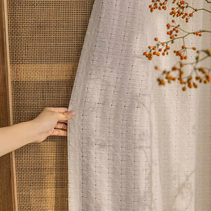 <span class=keywords><strong>Rideau</strong></span> en lin tissé moderne blanc beige, translucide, occultant, imperméable, ignifuge, pour salon, toutes saisons - Product Image 1