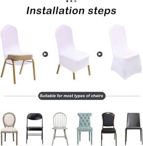 Fundas Elásticas Blancas/Negras para Sillas de Banquete y Bodas, Fundas de Spandex para Sillas, Fundas para Asientos para Eventos - Product Image 3