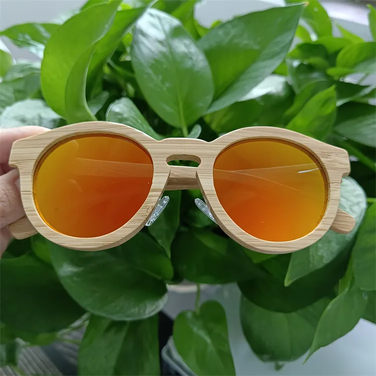 2022 Promotional ECO Friendly Round Frame Adjustable Nose Pad Shades Polarized Luxury Bamboo Wood Sunglasses For Women Men