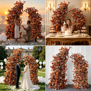 Handmade Artificial Flower Pillar Arch Mixed Pink Red Roses Romantic Dreamy Wedding <b>Decoration</b> Reusable Recyclable - Product Image 2