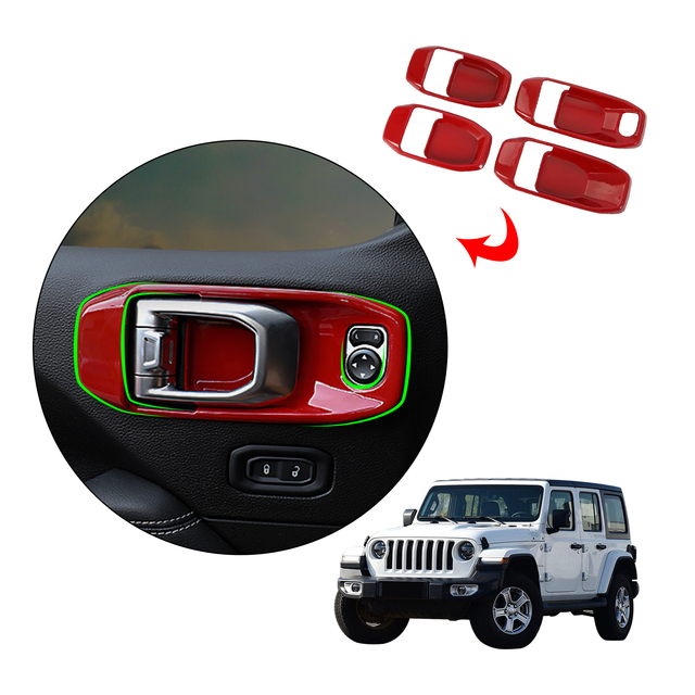 Auto Car Interior Decoration Inner Handle Bowl Insert Door Molding Panel Protector Cover Accessories for Jeep Wrangler 2018