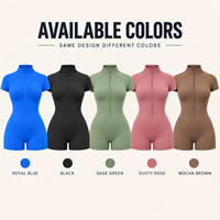 Combinaison active personnalisée pour femme à col montant, en nylon et élasthanne, unie, avec demi-zip, coupe ajustée, pour la gym