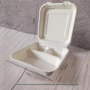 Custom-Logo Eco-Friendly Disposable <b>Corn</b> Starch 3-Compartment Paper Bowls Boxes with Lid500ml Capacity Picnic Food Containers - Product Image 6