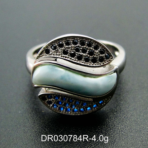 Wholesale 925 Sterling Silver Natural Blue Larimar <b>Diamond</b> <b>Rings</b> - Product Image 4