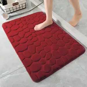 Alfombra de terciopelo en relieve de espuma viscoelástica para baño, sala de estar, alfombrilla antideslizante para suelo de guijarros, alfombrilla para puerta, alfombrilla para suelo de sala de estar, Baño