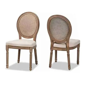 Dinning Banquet Event French Style Rattan Back Louis Chair Wedding Solid Wood Stackable Chairs