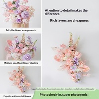 Bunga Sutra Buatan Warna Pink untuk Pernikahan, Mawar, Lily, Tulip, Dekorasi Gantung, Rangkaian Semi-manual Semi-mekanis