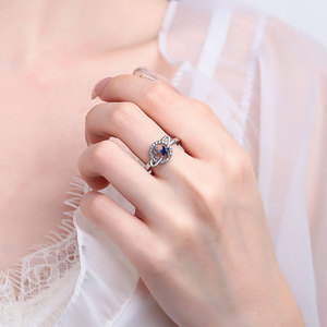 Anillo ajustable Planet Star Bypass con circonita cúbica azul tallada en forma de estrella, de cobre, superventas en Europa y América, joyería. - Product Image 2