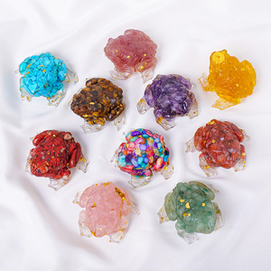 批发天然水晶碎石树脂蟾蜍门廊摆件家居装饰树脂工艺品 - Product Image 1