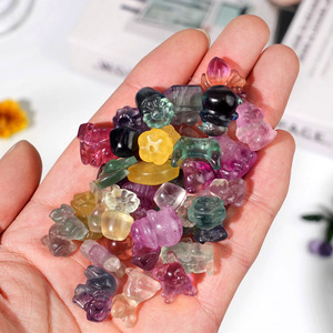 Esculturas de Animais em Cristal Natural para Cura, Mini Cães de Cristal Fluorita Arco-Íris de 0,5 polegadas, Artesanato em Pedra para Ornamentação - Product Image 5