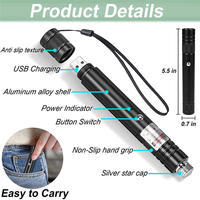 Pointeur laser vert rechargeable par USB, faisceau laser longue portée