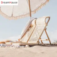 Dreamhause Kursi Pantai Rotan Asli, Dudukan Lipat Rotan untuk Berkemah Luar Ruangan, Kursi Nordik Santai