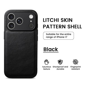 Funda de Cuero de Lichi de Lujo para iPhone, con Orificios Precisos, Antigolpes, Diseño de Lichi, Cubierta Protectora Trasera - Product Image 3