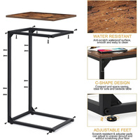 Ensemble de 2 tables d'appoint en forme de C, table de canapé, table de chevet avec cadre en métal pour canapé, salon