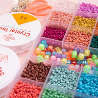 Kit de fabrication de bijoux DIY transfrontalier : Perles en vrac en résine plastique pour enfants, pour la création de bracelets, avec boîte
