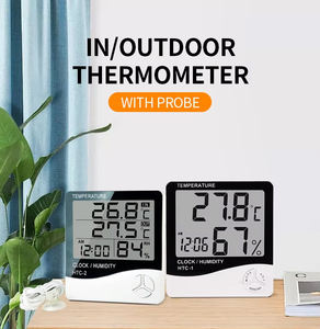 Thermomètre et hygromètre domestique HTC-1 <span class=keywords><strong>pour</strong></span> affichage de la température, de l'humidité et de l'heure, accessoire d'incubateur - Product Image 4