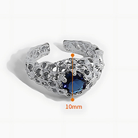 Anneaux de bijoux en pierre de verre fine irrégulière pour femmes, argent sterling 925, filigrane tendance, pierre précieuse, anneau réglable, designer personnalisé