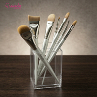 Ensemble de pinceaux de maquillage Gracedo OEM 7 pièces, poils synthétiques ultra plats et courbes, manche en bois, pour le visage et le correcteur