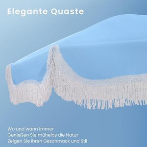 Parasol de patio bohème à franges avec motif bois, bouton d'inclinaison et protection UV, imperméable pour jardin/plage/terrasse - Product Image 2