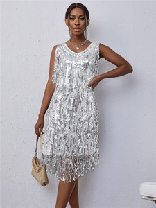 Traje <span class=keywords><strong>de</strong></span> club nocturno elegante para <span class=keywords><strong>mujer</strong></span> europea americana, vestido <span class=keywords><strong>de</strong></span> borla <span class=keywords><strong>de</strong></span> lentejuelas con espejo cruzado para baile y ballet para <span class=keywords><strong>Amazon</strong></span> - Product Image 6
