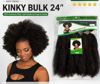 Extensions de cheveux naturels Kinky Bulk 24 pouces 100% fibre coréenne à température moyenne 120g, tissage double trame à la machine, cheveux à tresser noirs africains