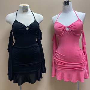 Conjunto de dos piezas sin espalda del fabricante Huili, conjuntos de vestido Midi <span class=keywords><strong>para</strong></span> <span class=keywords><strong>mujer</strong></span>, Tops cortos con hombros descubiertos y faldas largas, trajes - Product Image 2