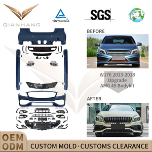 Kit carrosserie complet style W176 <span class=keywords><strong>A45</strong></span> <span class=keywords><strong>AMG</strong></span> en PP, pare-chocs avant et arrière, calandre, jupes latérales, pour conversion extérieure et mise à niveau d'une Classe A 2013-2018 - Product Image 2