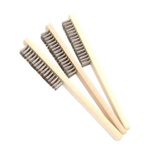 Spazzola a tazza industriale per la rimozione della ruggine, lucidare il filo di pulizia in rame puro con manico in legno in acciaio inox con supporto - Product Image 2