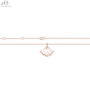 Hong Kong Supplier Natural White Mother-of-Pearl With Natural Diamond Necklace 18K Rose Gold Pendant Necklace For Women's Gift - Product Image 5