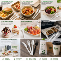 Cubiertos Desechables Compostables Modernos de CPLA, Tenedor, Cuchillo y Cuchara de 6 Pulgadas, Utensilios a Base de Plantas para Fiestas, Almuerzos, Catering y Restaurantes