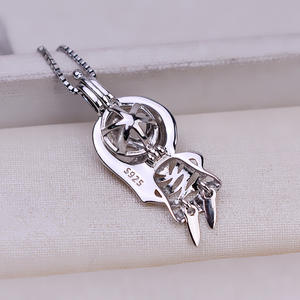 Accesorios de Plata S925 para DIY, Colgante de Diablo de Halloween Estilo Europeo Americano, Collar con Perla Vacía sin Orificio de 5-6.5 mm, Fornituras de Joyería - Product Image 2