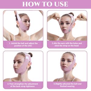 Masque facial au collagène liftant en V pour femme, sangle anti double menton, bande de remodelage de la mâchoire, masque de collagène liftant pour le cou et le visage, pour le sommeil - Product Image 6