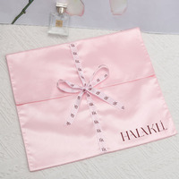 Pochette Personnalisable en Soie Satinée avec Nœud Ruban Imprimé pour Perruques, Extensions de Cheveux, Bijoux, Chaussures, Vêtements