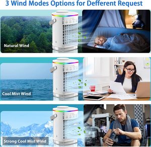 Ventilateur Rafraîchisseur d'Air Portable Mini 2023, Meilleur Vente en Gros, Ventilateur de Bureau à Eau à Oscillation Automatique, Ventilateur de Refroidissement Rechargeable - Product Image 2