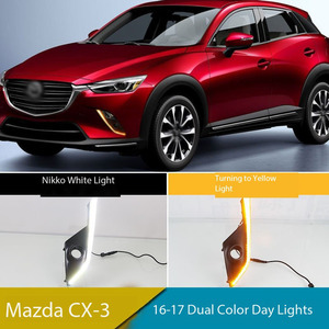 Luces LED DRL Modificadas para Automóvil, Luces de Circulación Diurna con Señal de Giro Amarilla, Faros Antiniebla Delanteros para Mazda CX-3 <span class=keywords><strong>CX3</strong></span> 2016-2017 - Product Image 2