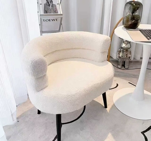 Fauteuil individuel style crème, fauteuil de loisirs en laine d'agneau pour salon, nouveau modèle 2025, chaise de maquillage pour chambre à coucher et coiffeuse - Product Image 4