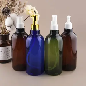 Wholesale 16oz 500ml Green blue Amber Empty Shampoo Pump Plastic Bottle For Hair Oil Lotion Emulsion Bath Foam
