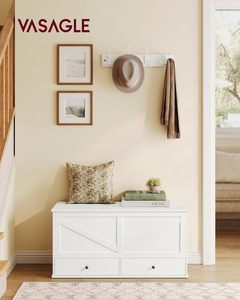 <span class=keywords><strong>Banc</strong></span> de rangement <span class=keywords><strong>VASAGLE</strong></span> style farmhouse blanc nuage avec 2 tiroirs en tissu - Product Image 2