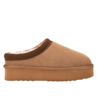 Sepatu Wanita Ankle Indoor Hangat Anti-Selip dengan Bagian Atas Kulit Asli, Lapisan Kulit Domba, dan Sol EVA.