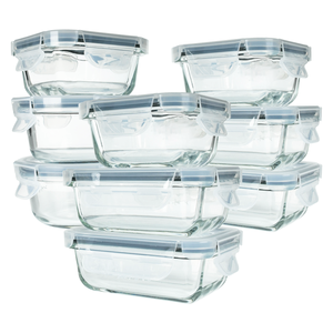 High Quality Lock Lid Tempered Glass Kitchenware Food Container Microwave Oven Bowl Set Mini Storage Box For Storage