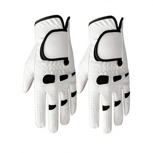 Gants de golf pour homme en cuir de chèvre blanc respirant de haute qualité, pour droitier, avec logo personnalisable et fermeture à enfiler, pour le sport - Product Image 2