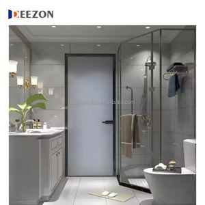 Puerta de ducha con bisagra personalizada, pantalla de vidrio templado con marco negro, puerta de ducha de vidrio para habitación - Product Image 1